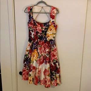 Floral Midi Cap-Sleeve Dress
